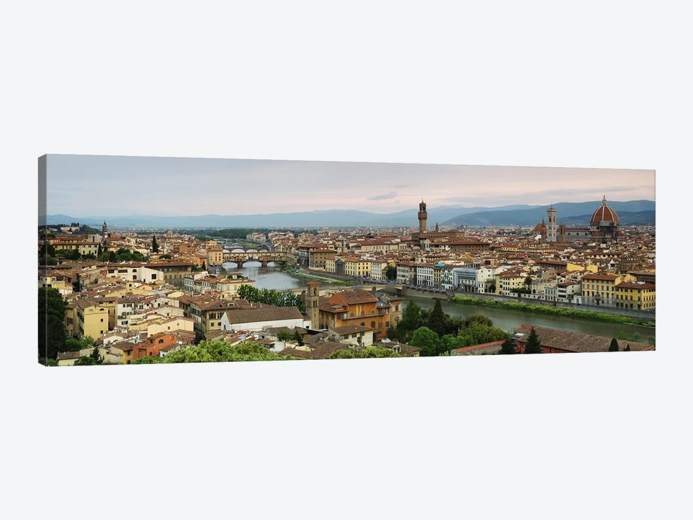 Buildings in a city, Ponte Vecchio, Arno River, Duomo Santa Maria Del Fiore, Florence, Tuscany, Italy by Panoramic Images 1-piece Canvas Artwork
