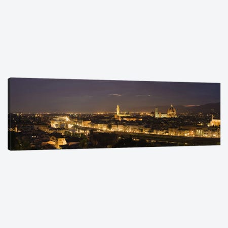 Buildings in a city, Ponte Vecchio, Arno River, Duomo Santa Maria Del Fiore, Florence, Tuscany, Italy Canvas Print #PIM9324} by Panoramic Images Canvas Artwork
