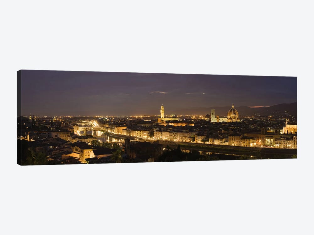 Buildings in a city, Ponte Vecchio, Arno River, Duomo Santa Maria Del Fiore, Florence, Tuscany, Italy by Panoramic Images 1-piece Canvas Art Print