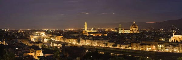 Christianity: Buildings in a city, Ponte Vecchio, Arno River, Duomo Santa Maria Del Fiore, Florence, Tuscany, Italy by Panoramic Images