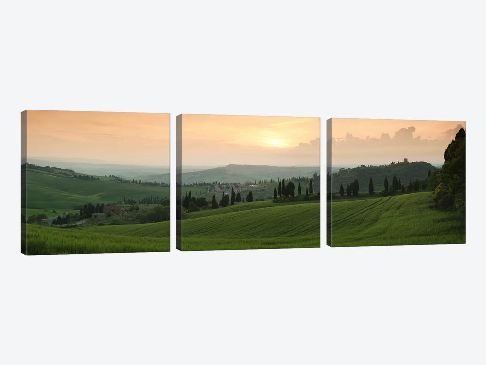 Countryside Landscape, Monticchiello, Val d'Orcia, Siena Province, Tuscany, Italy by Panoramic Images 3-piece Canvas Print