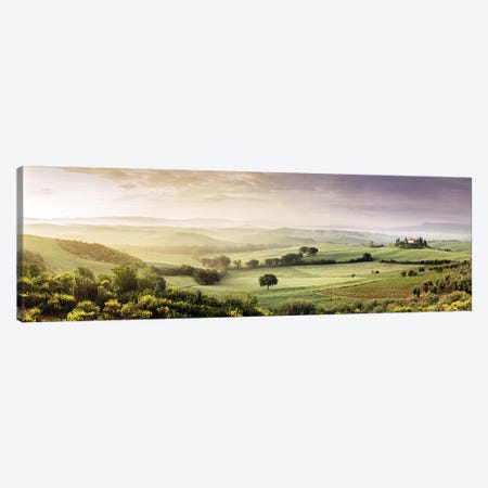 Misty Countryside Landscape, San Quirico d'Orcia, Val d'Orcia, Siena Province, Tuscany, Italy Canvas Print #PIM9329} by Panoramic Images Canvas Art Print