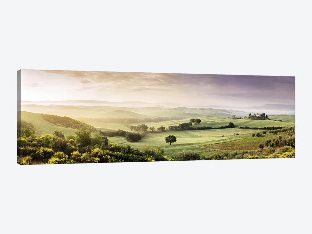 Misty Countryside Landscape, San Quirico d'Orcia, Val d'Orcia, Siena Province, Tuscany, Italy by Panoramic Images 1-piece Canvas Artwork