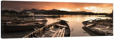 Boats in a lake, Derwent Water, Keswick, English Lake District, Cumbria, England Canvas Art Print - Mountain Sunrise & Sunset Art