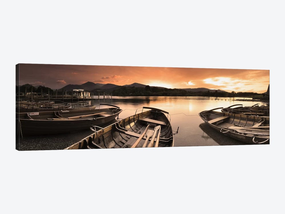 Boats in a lake, Derwent Water, Keswick, English Lake District, Cumbria, England by Panoramic Images 1-piece Canvas Artwork