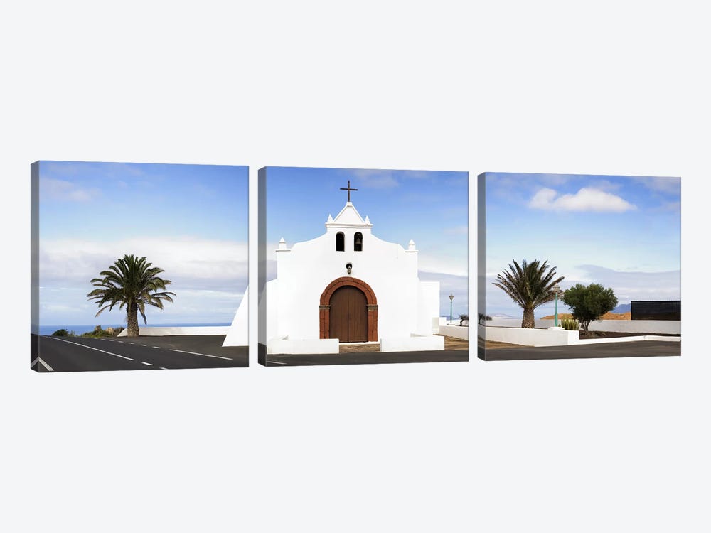 Chapel on a hill, Tiagua, Lanzarote, Canary Islands, Spain by Panoramic Images 3-piece Canvas Art Print