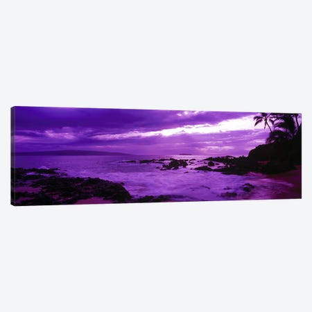 Cloudy Magenta Sunset, Makena Beach, Maui, Hawaii, USA Canvas Print #PIM9352} by Panoramic Images Canvas Wall Art