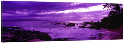 Cloudy Magenta Sunset, Makena Beach, Maui, Hawaii, USA Canvas Art Print - Maui