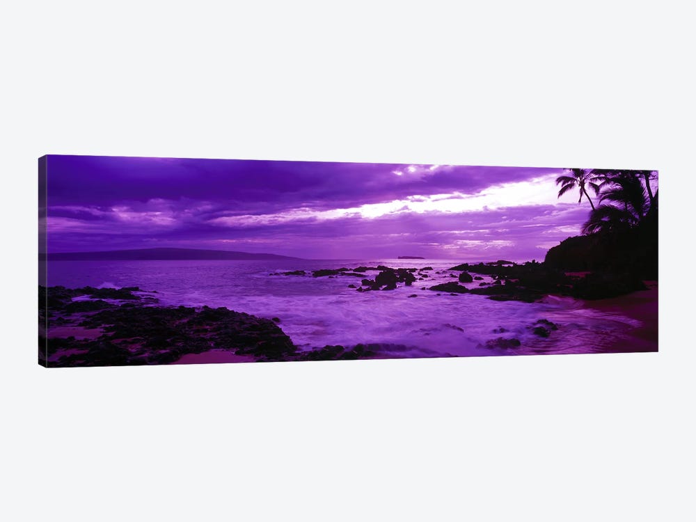 Cloudy Magenta Sunset, Makena Beach, Maui, Hawaii, USA by Panoramic Images 1-piece Canvas Wall Art