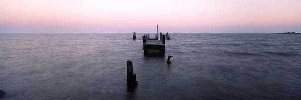 Maryland: Pier in the Atlantic Ocean, Dilapidated Pier, North Point State Park, Edgemere, Baltimore County, Maryland, USA by Panoramic Images