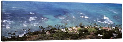 Aerial view of the pacific ocean, Ocean Villas, Honolulu, Oahu, Hawaii, USA Canvas Art Print - Coastline Art