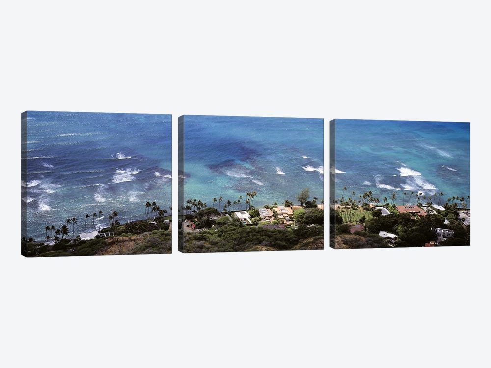 Aerial view of the pacific ocean, Ocean Villas, Honolulu, Oahu, Hawaii, USA by Panoramic Images 3-piece Canvas Art