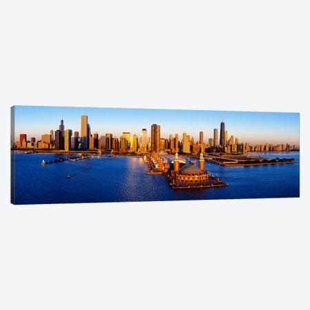 Sunrise at Navy PierLake Michigan, Chicago, Cook County, Illinois, USA Canvas Print #PIM9368} by Panoramic Images Canvas Art Print