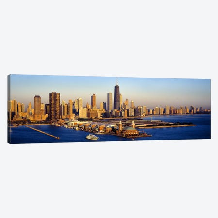 Aerial view of a cityNavy Pier, Lake Michigan, Chicago, Cook County, Illinois, USA Canvas Print #PIM9369} by Panoramic Images Canvas Print