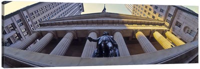 Low angle view of a stock exchange building, New York Stock Exchange, Wall Street, Manhattan, New York City, New York State, USA Canvas Art Print - Sculpture & Statue Art