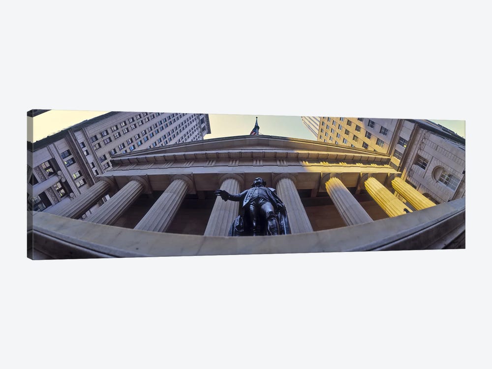 Low angle view of a stock exchange building, New York Stock Exchange, Wall Street, Manhattan, New York City, New York State, USA by Panoramic Images 1-piece Canvas Art