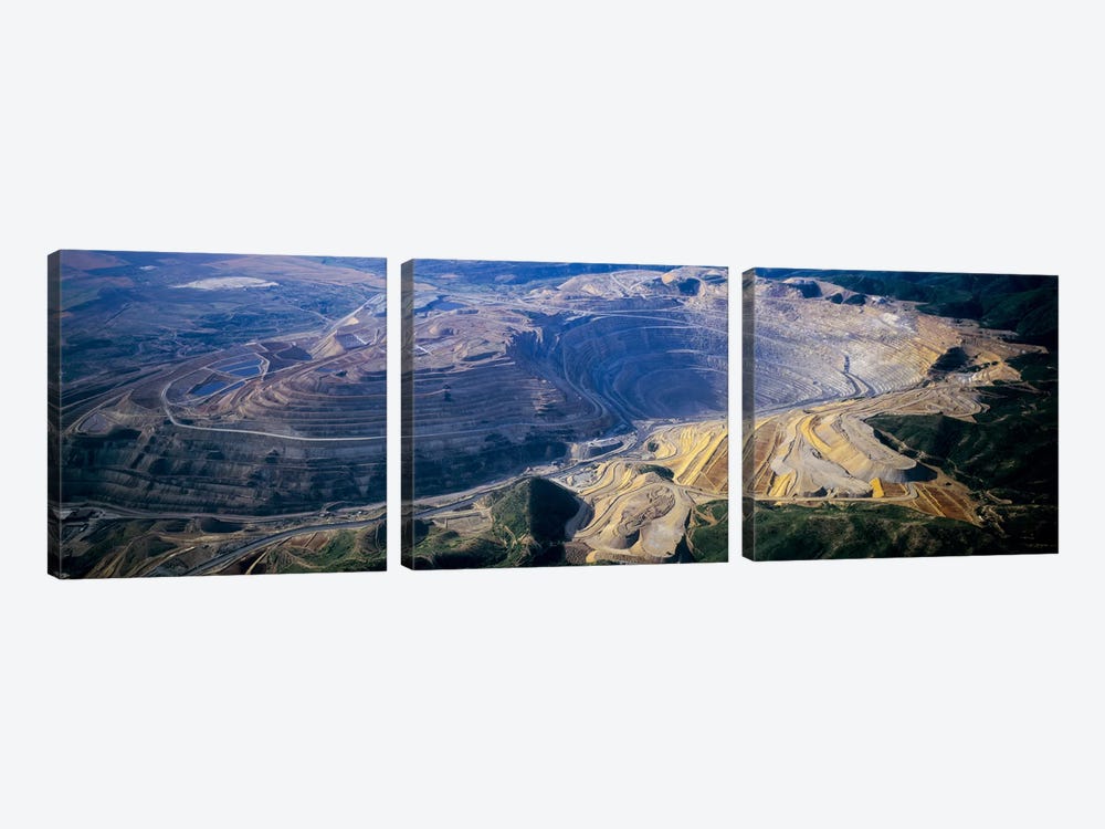 Aerial View Of A Copper Mine, Utah, USA by Panoramic Images 3-piece Canvas Wall Art