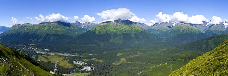 Aerial view of a ski resortAlyeska Resort, Girdwood, Chugach Mountains, Anchorage, Alaska, USA