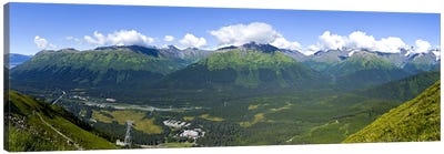 Aerial view of a ski resortAlyeska Resort, Girdwood, Chugach Mountains, Anchorage, Alaska, USA Canvas Art Print