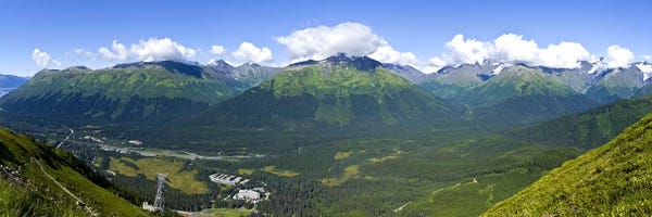 Aerial view of a ski resortAlyeska Resort, Girdwood, Chugach Mountains, Anchorage, Alaska, USA