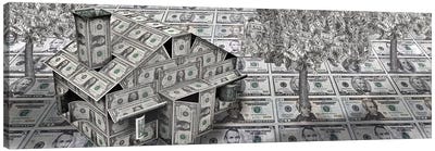 Dollar house with money tree Canvas Art Print - Money Art