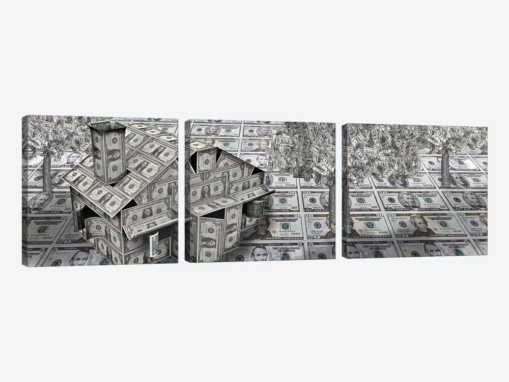 Dollar house with money tree by Panoramic Images 3-piece Canvas Art