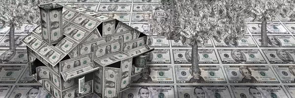 Money: Dollar house with money tree by Panoramic Images