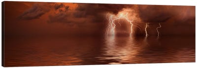 Lightning storm over the sea Canvas Art Print - Halloween Art