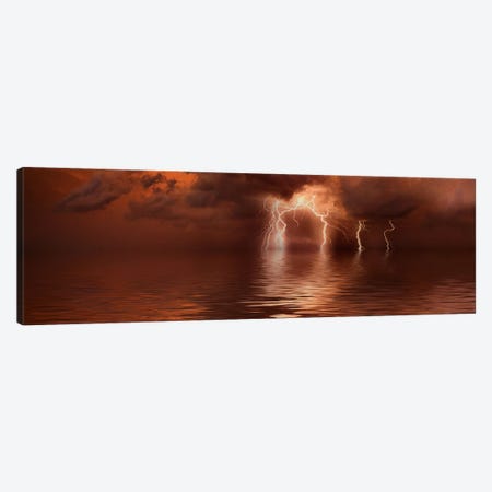 Lightning storm over the sea Canvas Print #PIM9386} by Panoramic Images Canvas Art