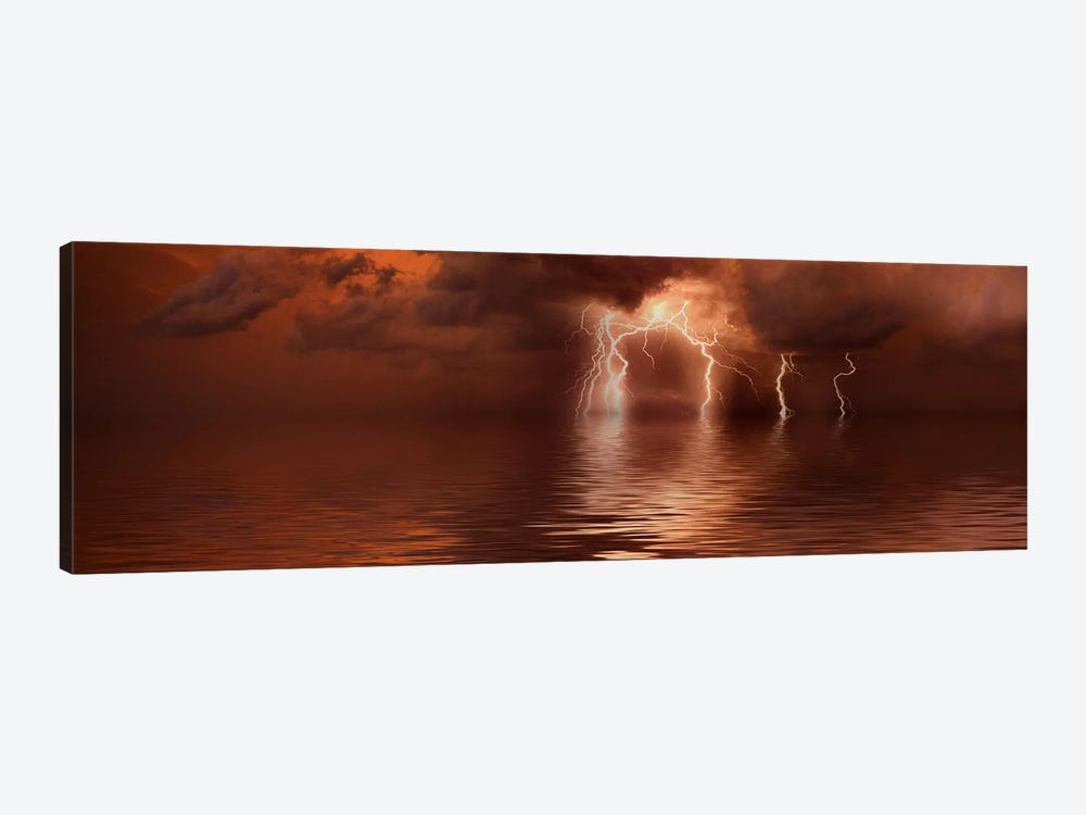 Lightning storm over the sea by Panoramic Images 1-piece Art Print