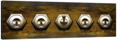 Close-up of five switches Canvas Art Print - Decorative Elements