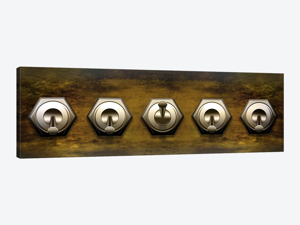 Close-up of five switches by Panoramic Images 1-piece Canvas Art