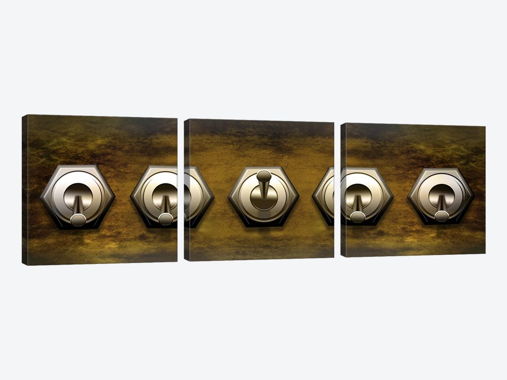 Close-up of five switches by Panoramic Images 3-piece Canvas Artwork