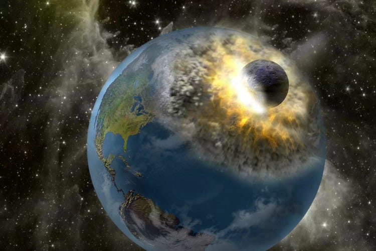 Earth being hit by a planet killing meteorite