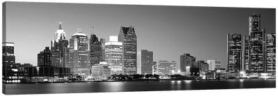 City at the waterfront, Lake Erie, Detroit, Wayne County, Michigan, USA Canvas Art Print - Urban Scenic Photography
