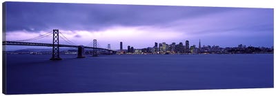 Suspension bridge across a bayBay Bridge, San Francisco Bay, San Francisco, California, USA Canvas Art Print - California Art