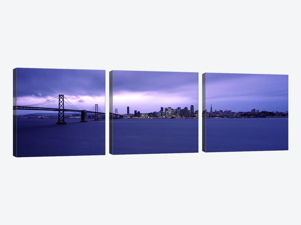 Suspension bridge across a bayBay Bridge, San Francisco Bay, San Francisco, California, USA by Panoramic Images 3-piece Canvas Art Print