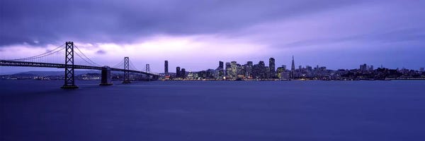 San Francisco Skylines: Suspension bridge across a bayBay Bridge, San Francisco Bay, San Francisco, California, USA by Panoramic Images