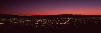 City lit up at dusk, Silicon Valley, San Jose, Santa Clara County, San Francisco Bay, California, USA by Panoramic Images framed canvas print