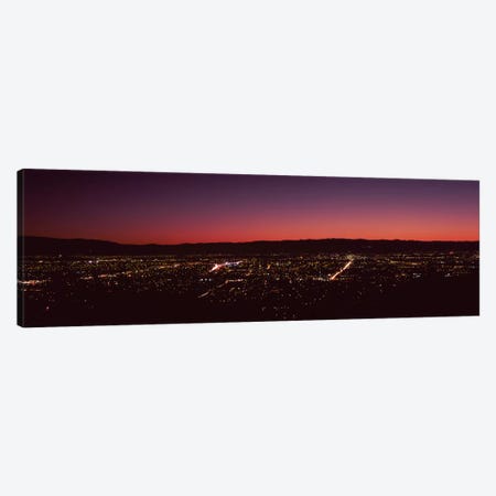 City lit up at dusk, Silicon Valley, San Jose, Santa Clara County, San Francisco Bay, California, USA Canvas Print #PIM9394} by Panoramic Images Art Print