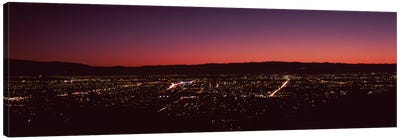 City lit up at dusk, Silicon Valley, San Jose, Santa Clara County, San Francisco Bay, California, USA Canvas Art Print - San Jose
