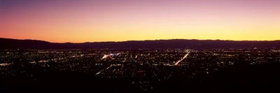 City lit up at dusk, Silicon Valley, San Jose, Santa Clara County, San Francisco Bay, California, USA #2 by Panoramic Images framed canvas print
