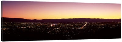 City lit up at dusk, Silicon Valley, San Jose, Santa Clara County, San Francisco Bay, California, USA #2 Canvas Art Print - San Jose