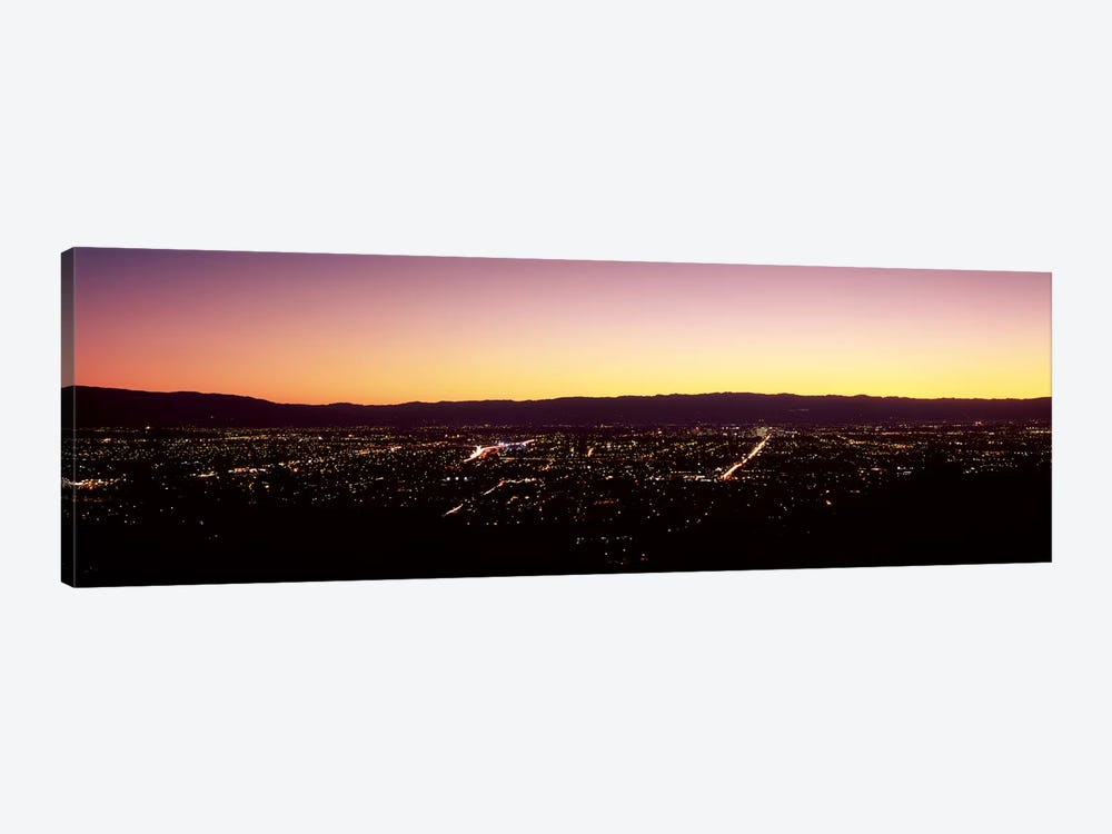 City lit up at dusk, Silicon Valley, San Jose, Santa Clara County, San Francisco Bay, California, USA #2 by Panoramic Images 1-piece Canvas Art Print