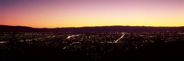 San Jose: City lit up at dusk, Silicon Valley, San Jose, Santa Clara County, San Francisco Bay, California, USA #2 by Panoramic Images