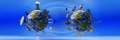 Earth with circle of props by Panoramic Images canvas print