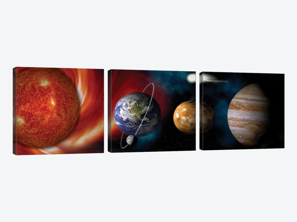 Sun and planets by Panoramic Images 3-piece Canvas Artwork