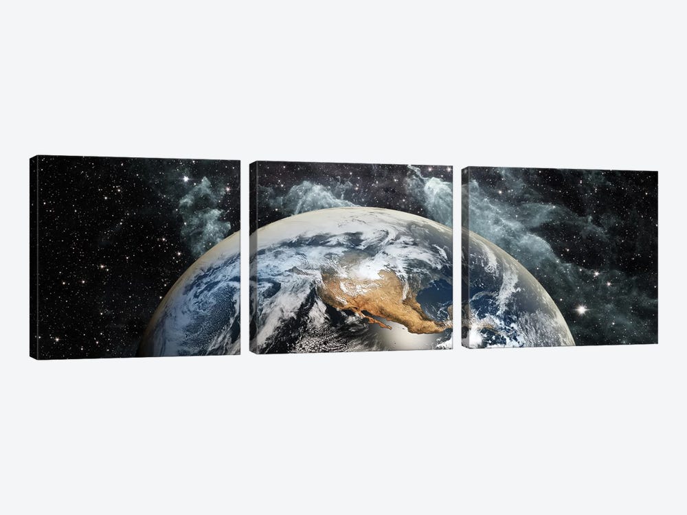 Earth in space by Panoramic Images 3-piece Canvas Art Print