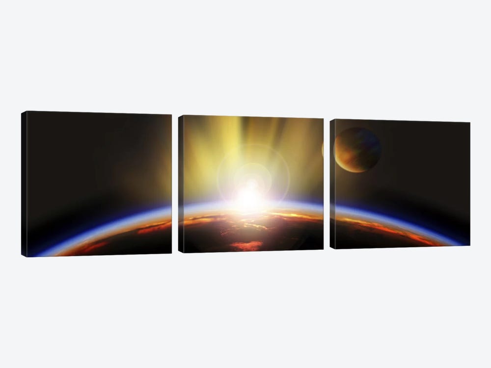 Sunrise over earth by Panoramic Images 3-piece Canvas Wall Art