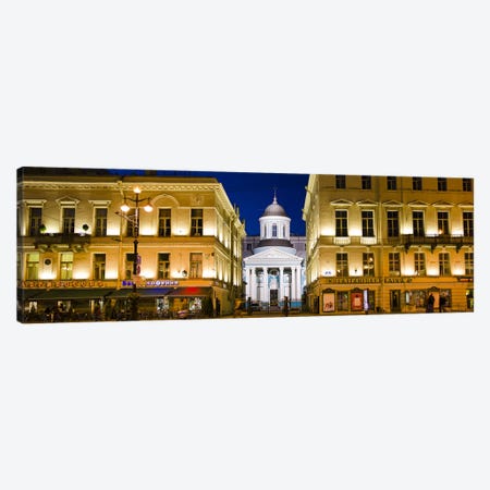Buildings in a city lit up at night, Nevskiy Prospekt, St. Petersburg, Russia Canvas Print #PIM9421} by Panoramic Images Canvas Wall Art